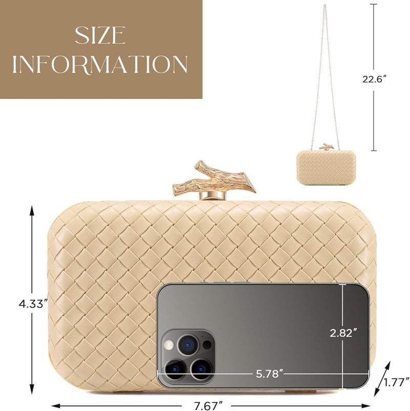 CHUNLI Clutch Purses for Women Evening/Wedding Chic Woven Bag Formal PU Leather Purse Designer Handbags for Women - Image 4